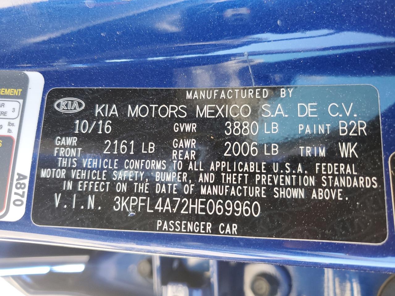 2017 Kia Forte Lx VIN: 3KPFL4A72HE069960 Lot: 84764525