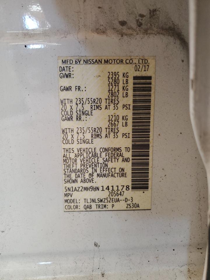 2017 Nissan Murano S VIN: 5N1AZ2MH9HN141178 Lot: 84785225