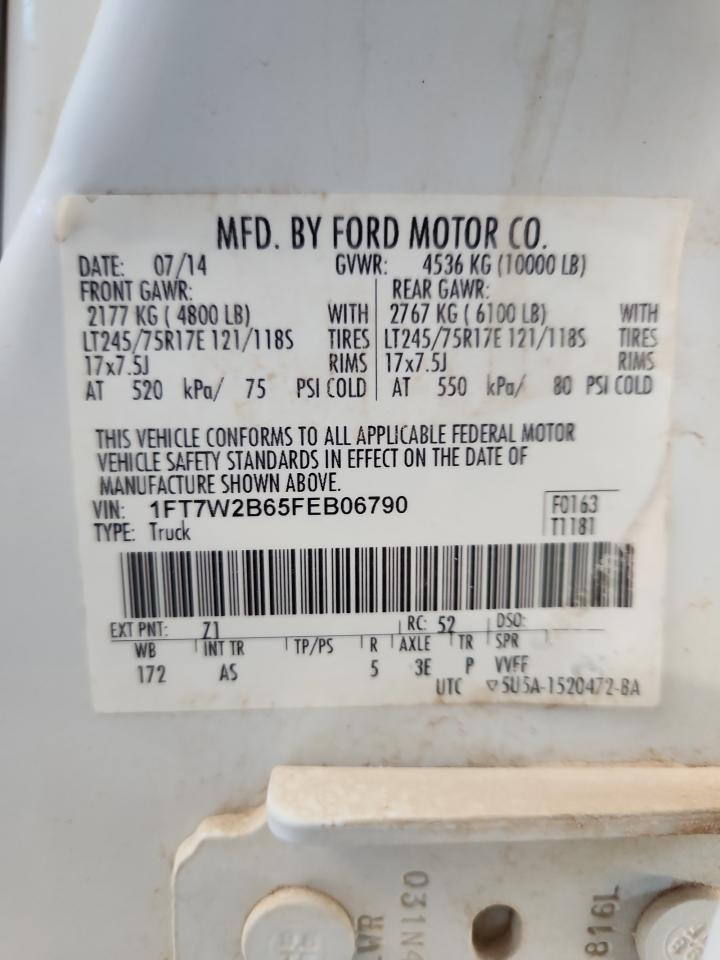 2015 Ford F250 Super Duty VIN: 1FT7W2B65FEB06790 Lot: 94834455