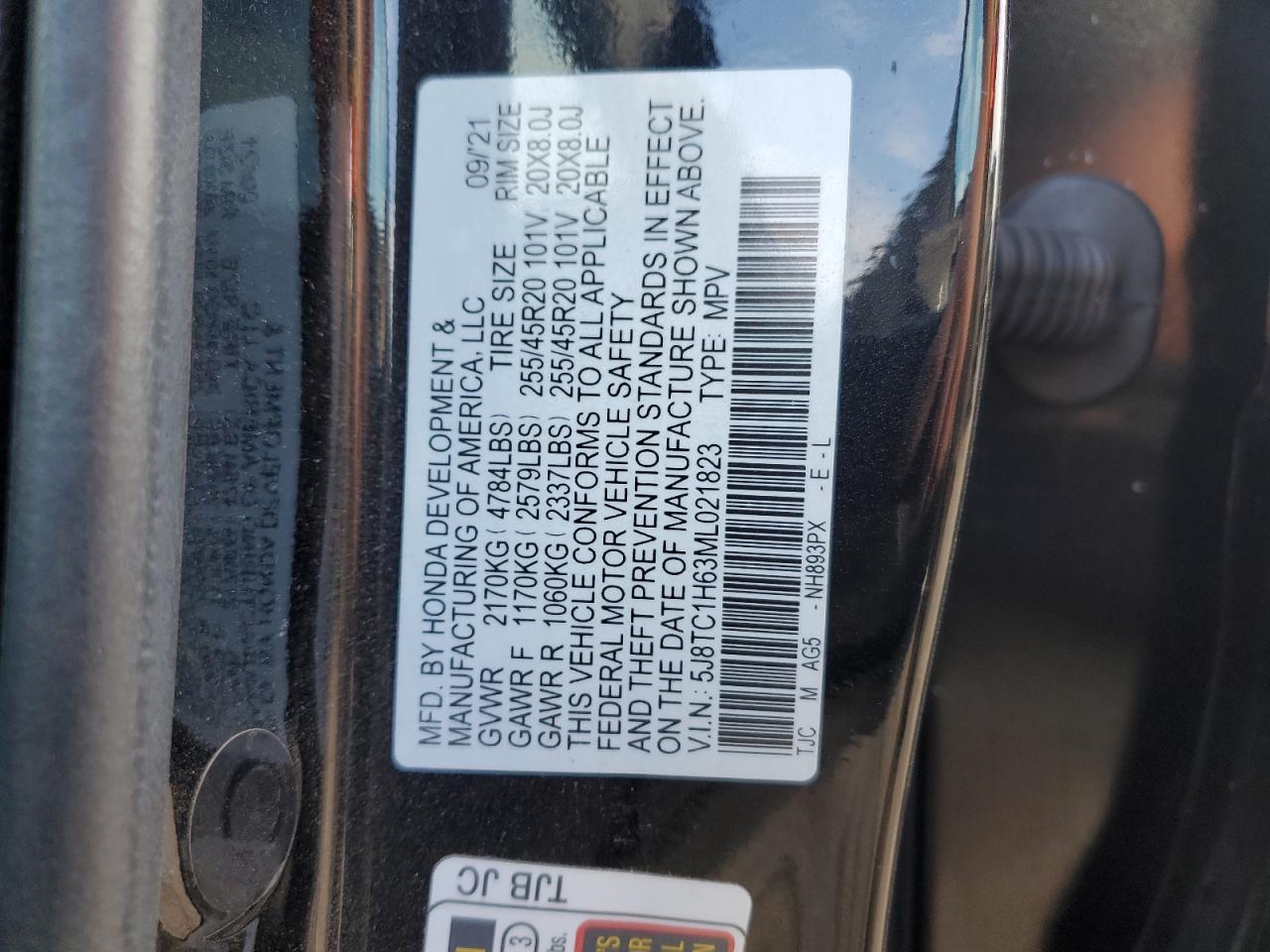 2021 Acura Rdx A-Spec VIN: 5J8TC1H63ML021823 Lot: 87065725