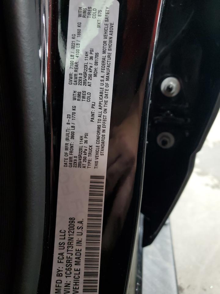 2024 Ram 1500 Laramie VIN: 1C6SRFJT3RN120098 Lot: 84761715