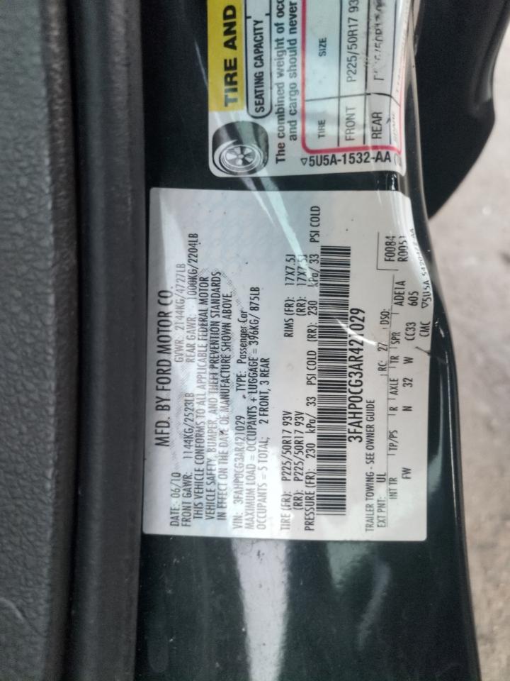 2010 Ford Fusion Sel VIN: 3FAHP0CG3AR421029 Lot: 90135975