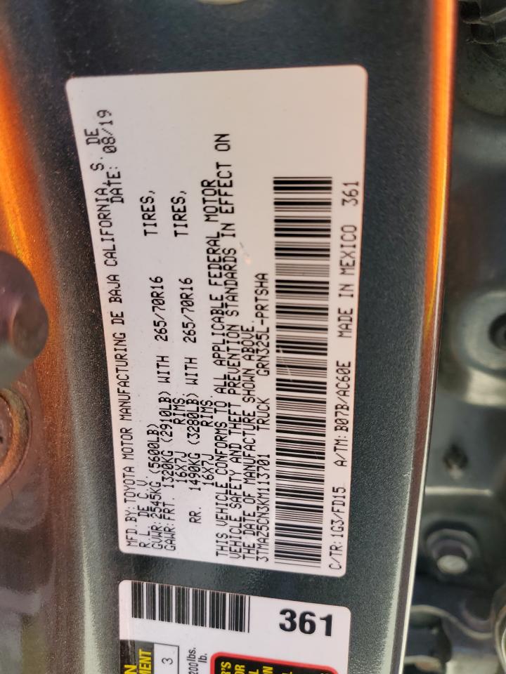 2019 Toyota Tacoma Double Cab VIN: 3TMAZ5CN3KM113701 Lot: 82214905