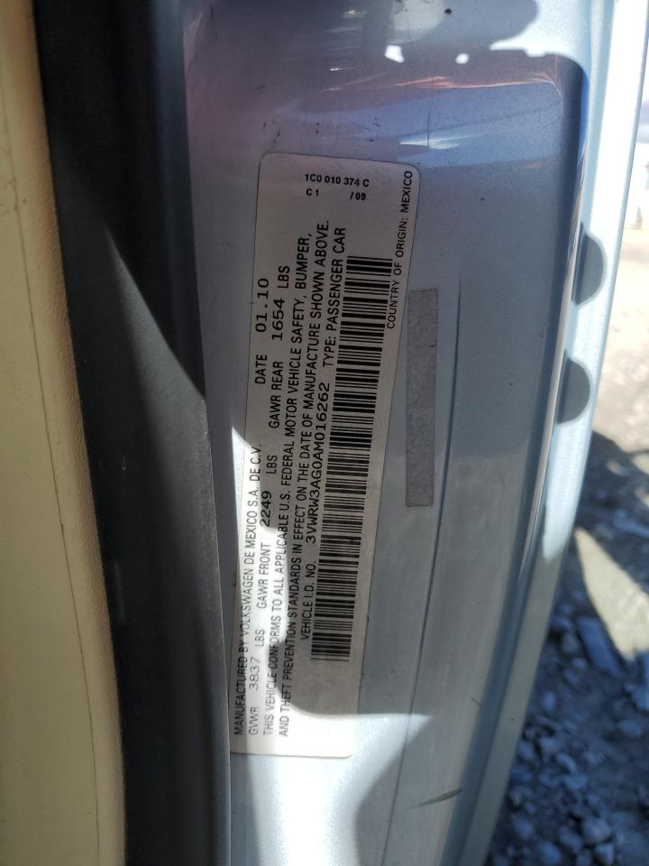 2010 Volkswagen New Beetle VIN: 3VWRW3AG0AM016262 Lot: 89891135