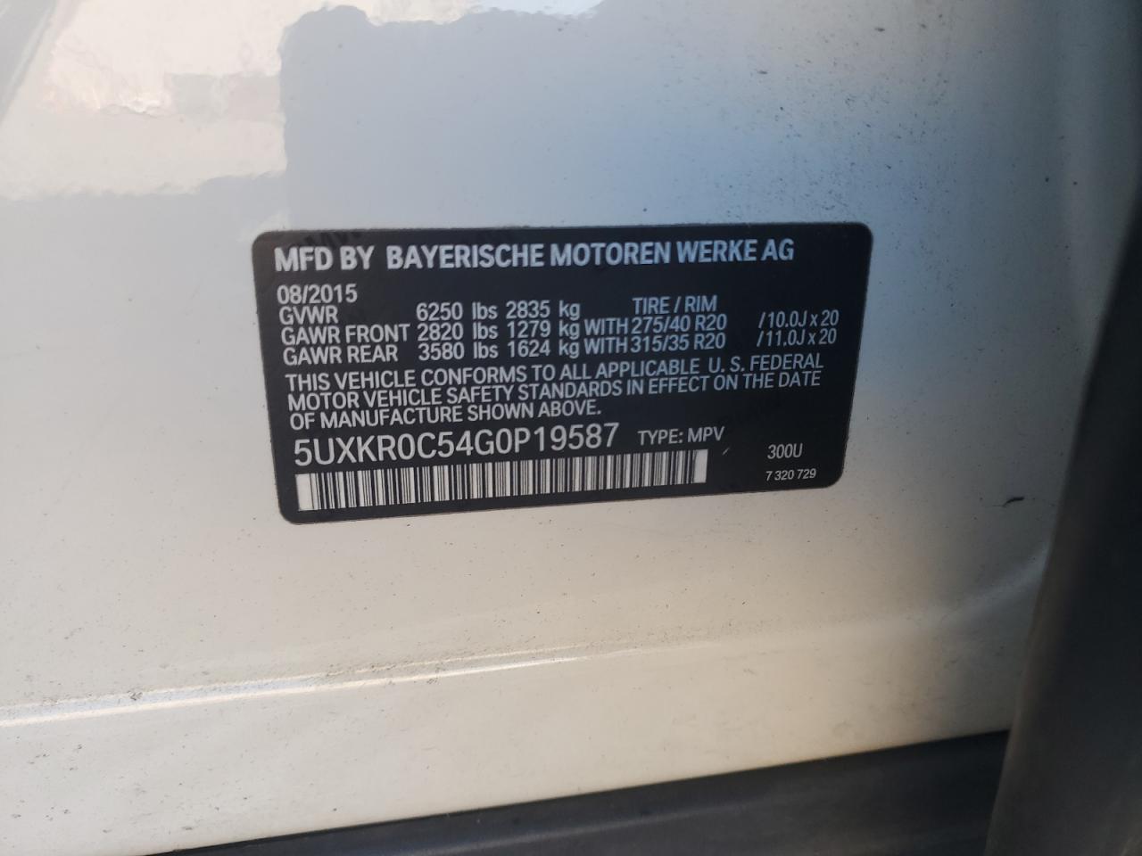 2016 BMW X5 xDrive35I VIN: 5UXKR0C54G0P19587 Lot: 82175695