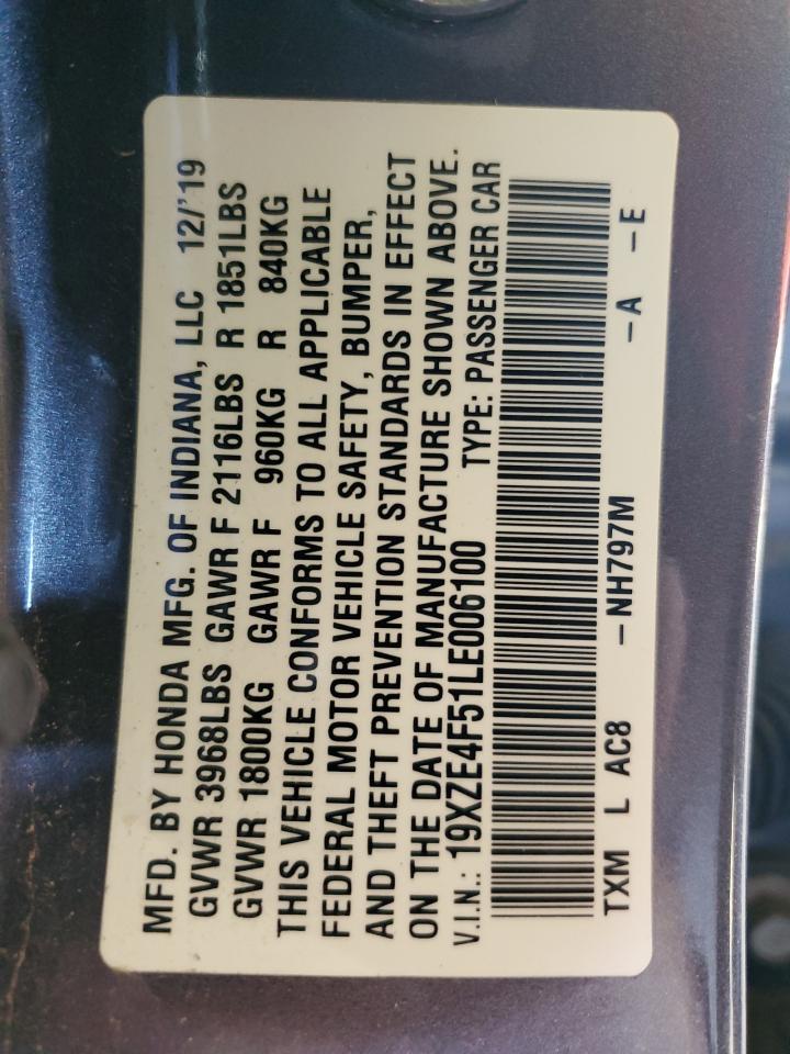 2020 Honda Insight Ex VIN: 19XZE4F51LE006100 Lot: 90615075