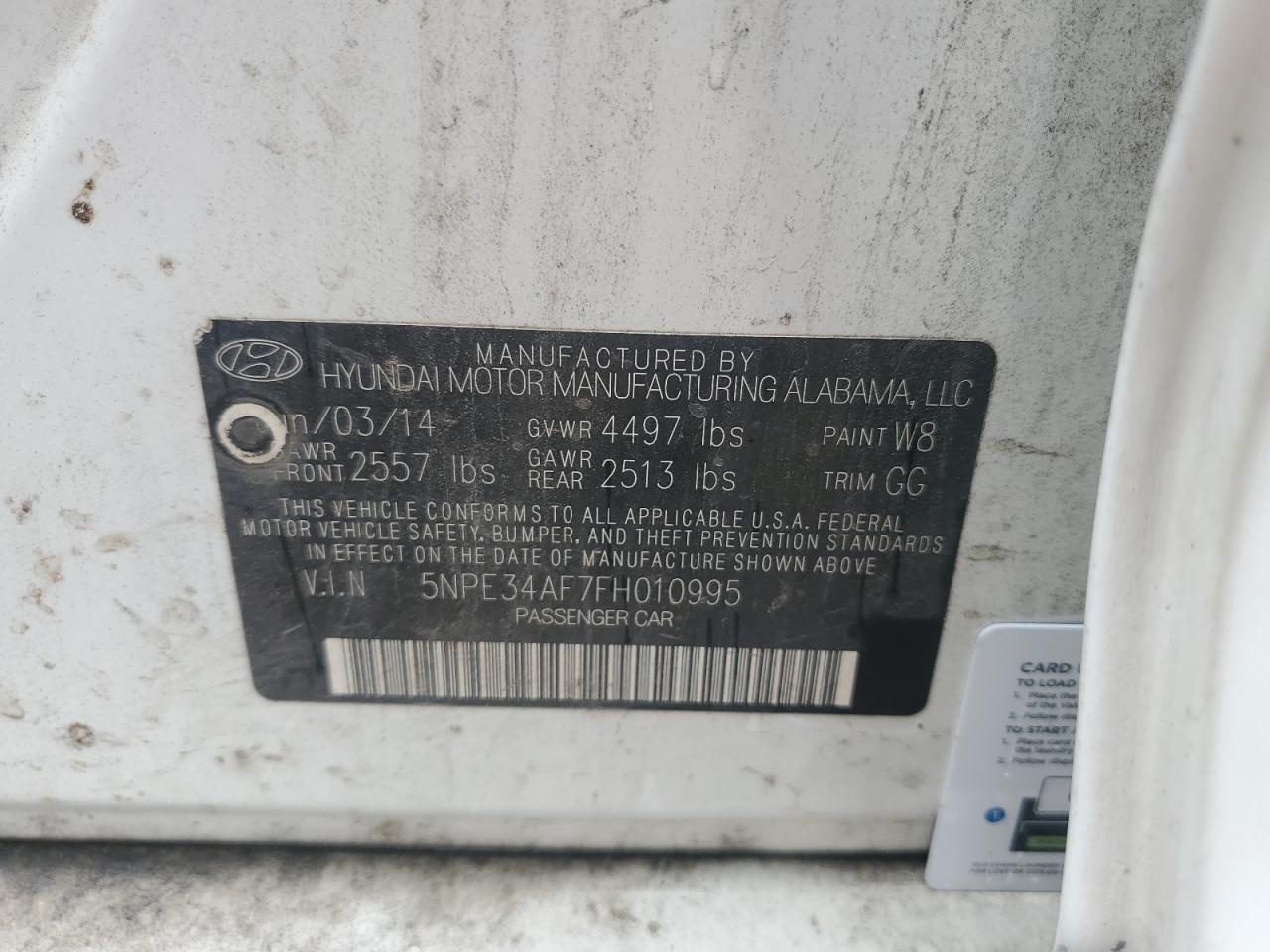 2015 Hyundai Sonata Sport VIN: 5NPE34AF7FH010995 Lot: 85678505