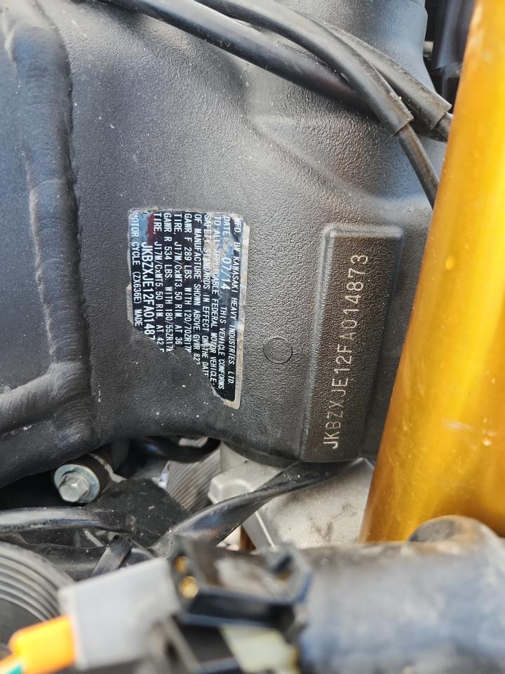 2015 Kawasaki Zx636 E VIN: JKBZXJE12FA014873 Lot: 84764065