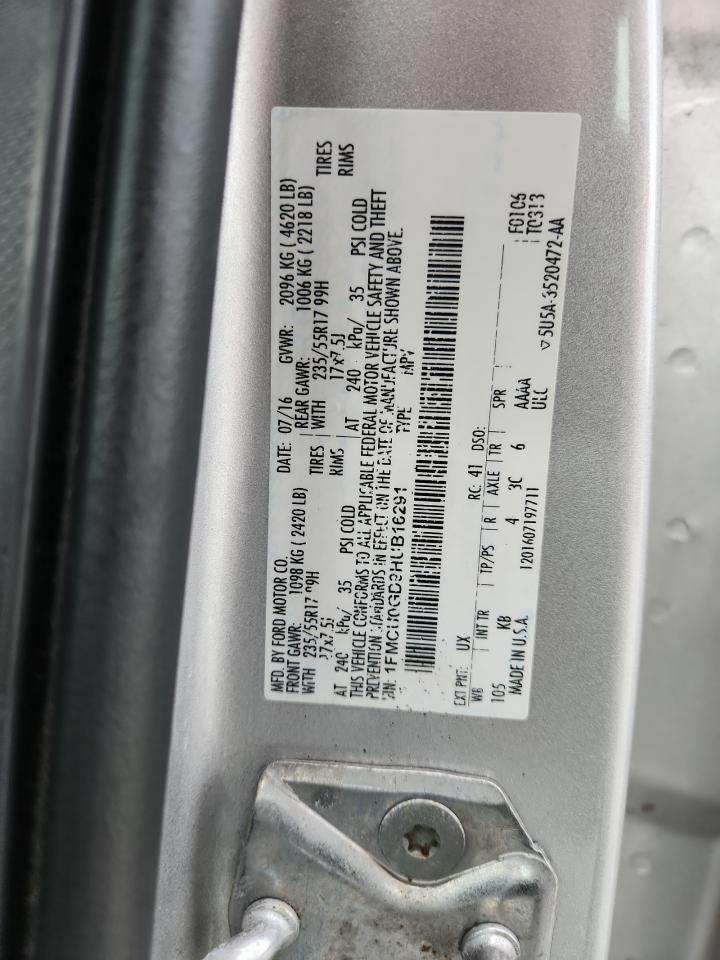 2017 Ford Escape Se VIN: 1FMCU0GD9HUB16291 Lot: 86253845