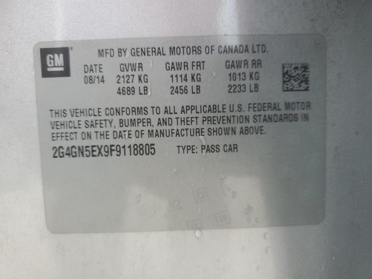 2015 Buick Regal Premium VIN: 2G4GN5EX9F9118805 Lot: 85190255