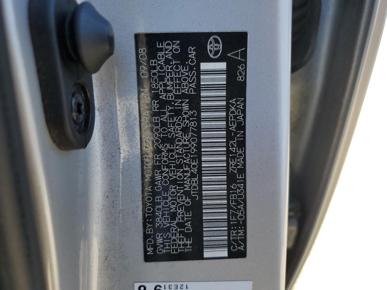 2009 Toyota Corolla Base VIN: JTDBL40E199077813 Lot: 87166005