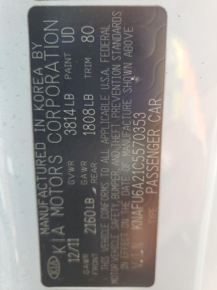 2012 Kia Forte Ex VIN: KNAFU6A21C5570353 Lot: 86453215