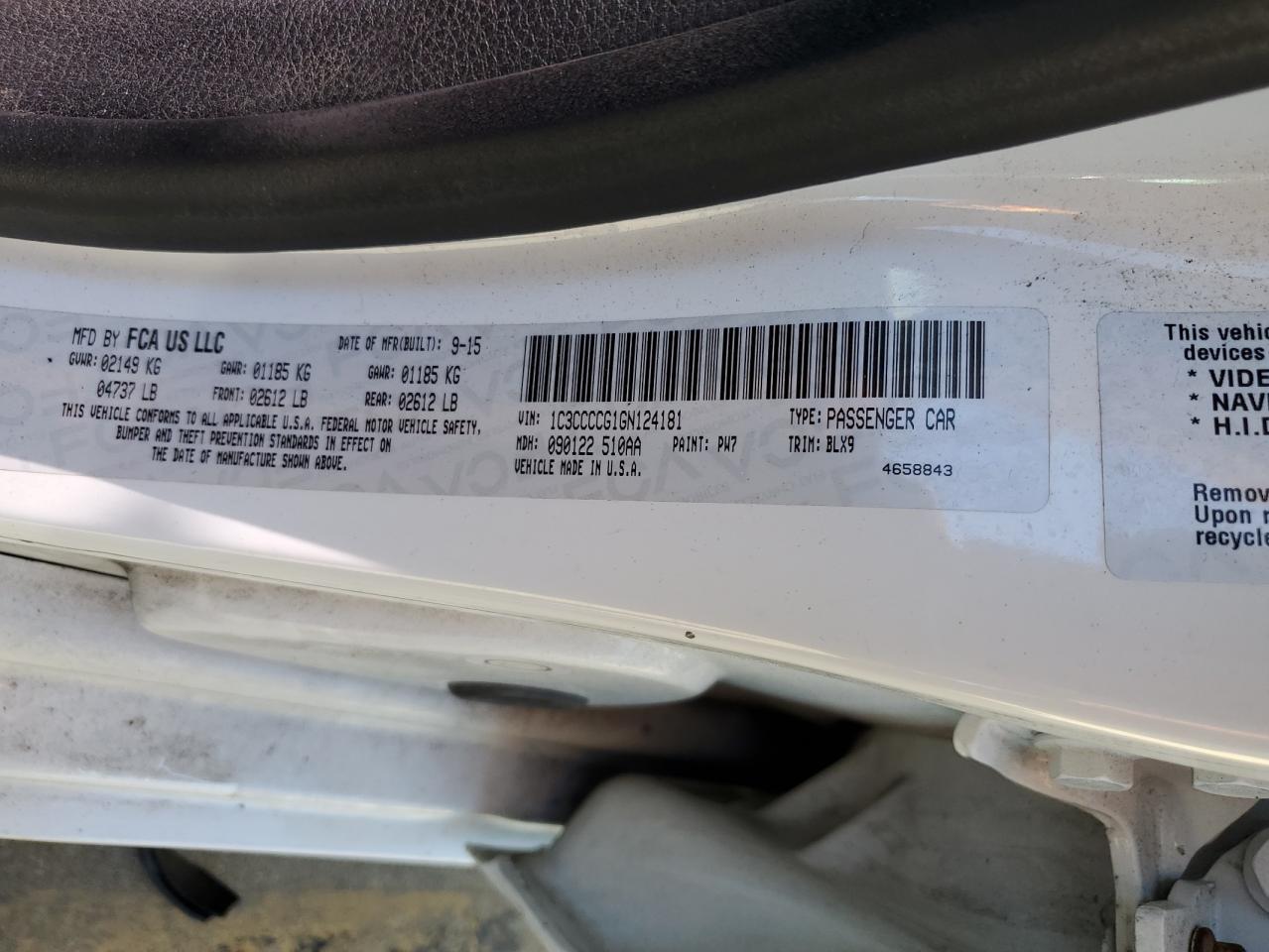 2016 Chrysler 200 C VIN: 1C3CCCCG1GN124181 Lot: 82697235