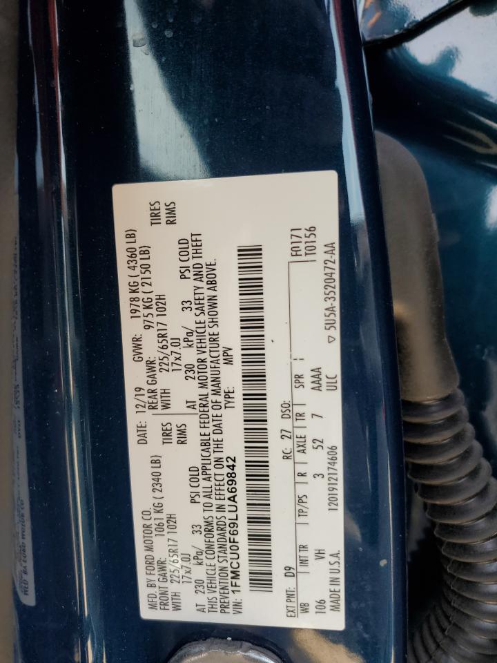 2020 Ford Escape S VIN: 1FMCU0F69LUA69842 Lot: 82360465