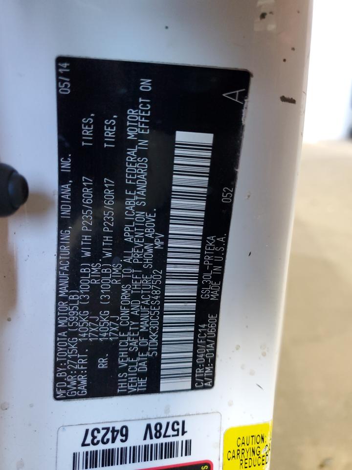 2014 Toyota Sienna Le VIN: 5TDKK3DC5ES487502 Lot: 82305445