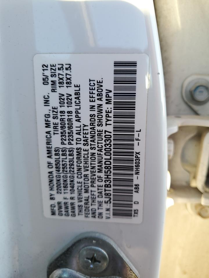 2013 Acura Rdx Technology VIN: 5J8TB3H58DL003307 Lot: 86632425