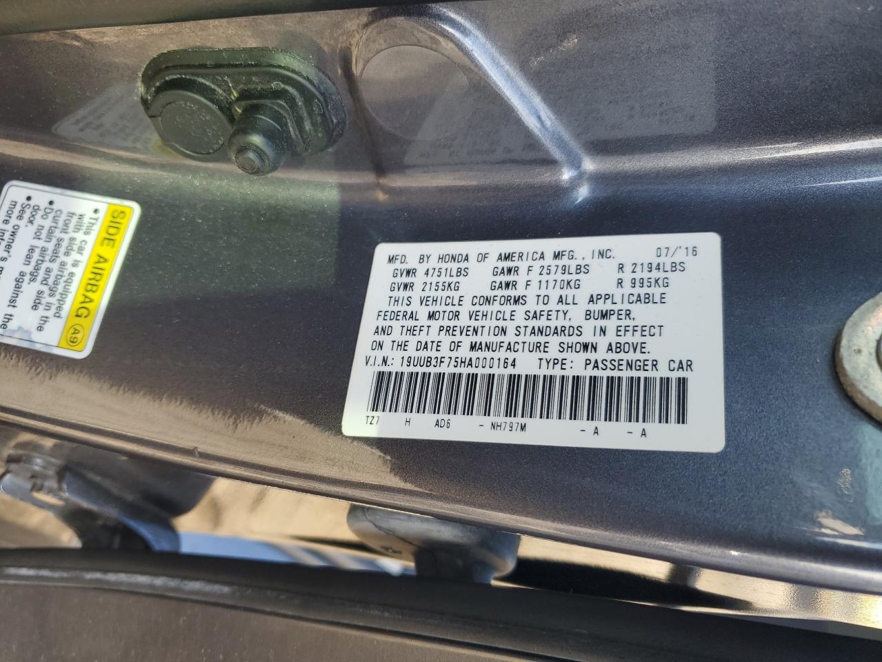 2017 Acura Tlx Advance VIN: 19UUB3F75HA000164 Lot: 90269555