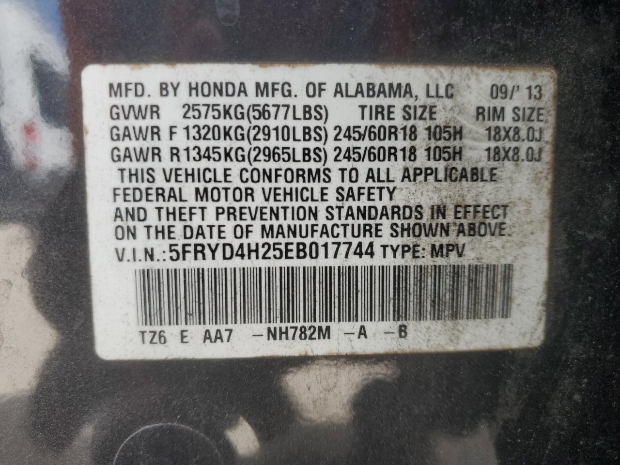 2014 Acura Mdx VIN: 5FRYD4H25EB017744 Lot: 87020015