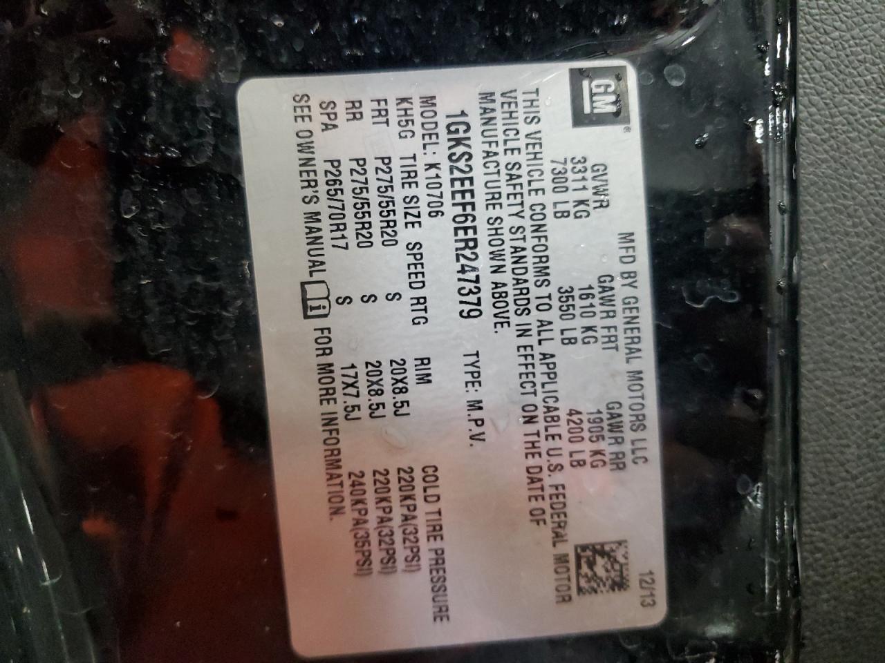 2014 GMC Yukon Denali VIN: 1GKS2EEF6ER247379 Lot: 85096135