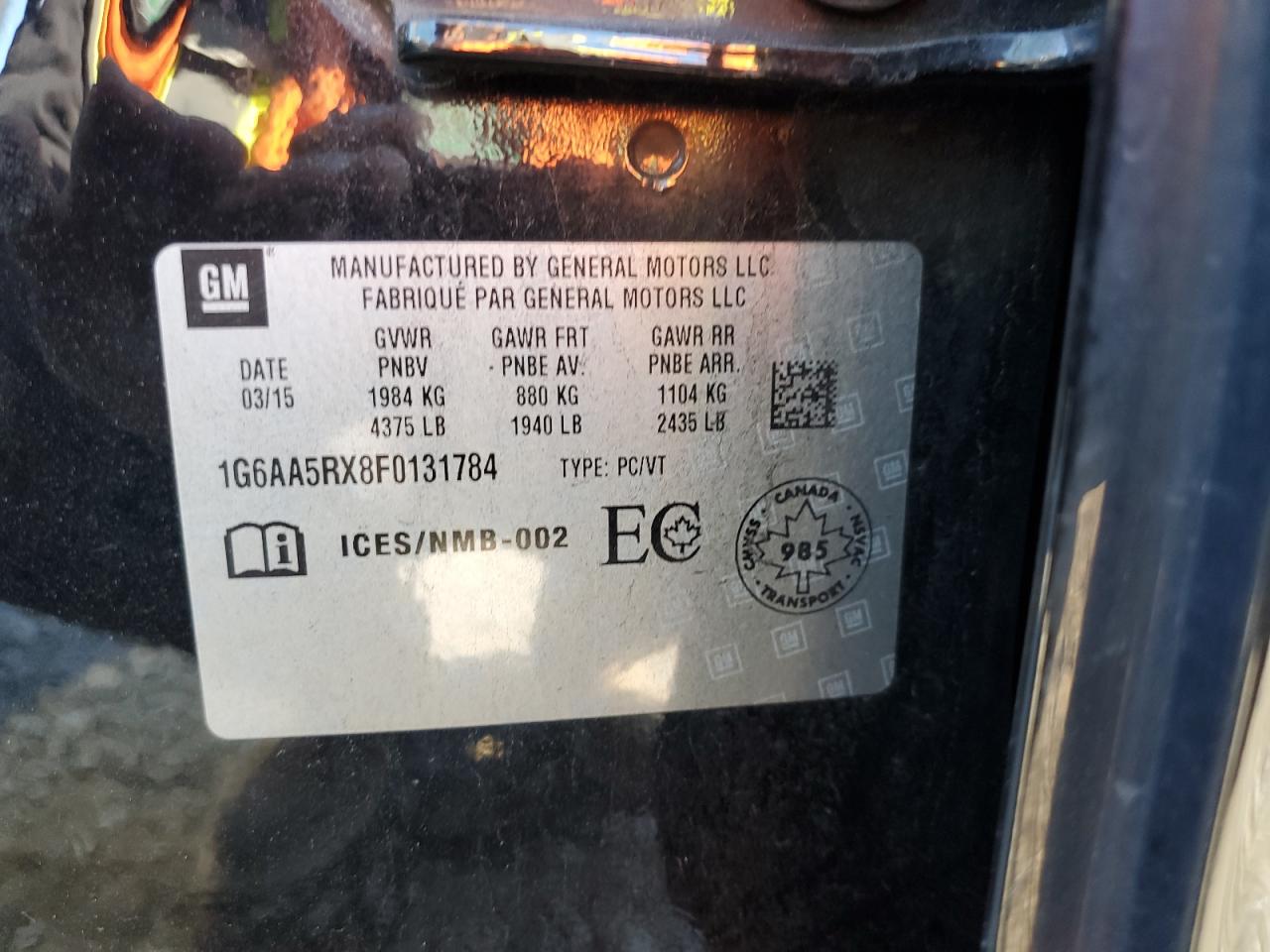 2015 Cadillac Ats VIN: 1G6AA5RX8F0131784 Lot: 85646025