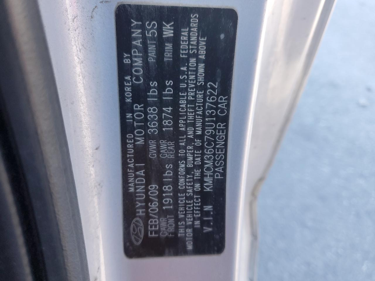 2009 Hyundai Accent Gs VIN: KMHCM36C79U137622 Lot: 84999655