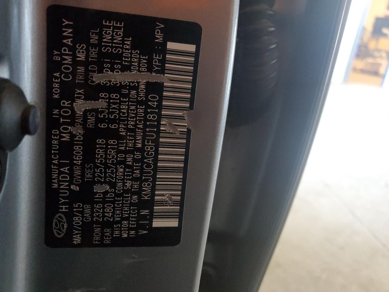 2015 Hyundai Tucson Limited VIN: KM8JUCAG8FU118140 Lot: 85388205