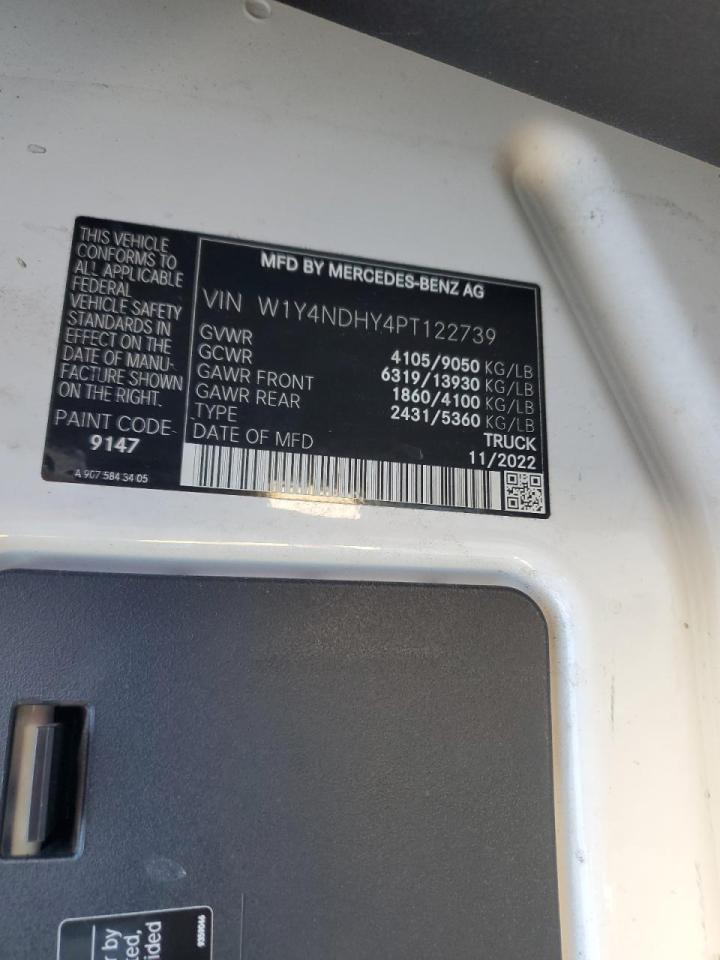 2023 Mercedes Benz Sprinter 2500 Delivery Van VIN: W1Y4NDHY4PT122739 Lot: 89887795