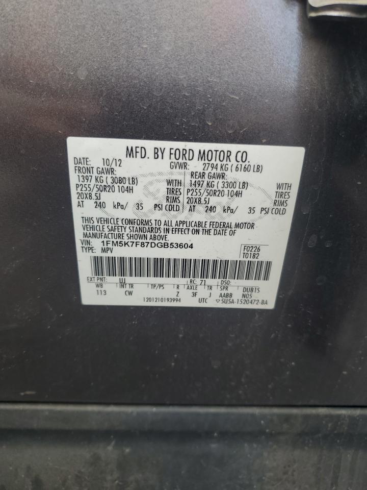 2013 Ford Explorer Limited VIN: 1FM5K7F87DGB53604 Lot: 84928145
