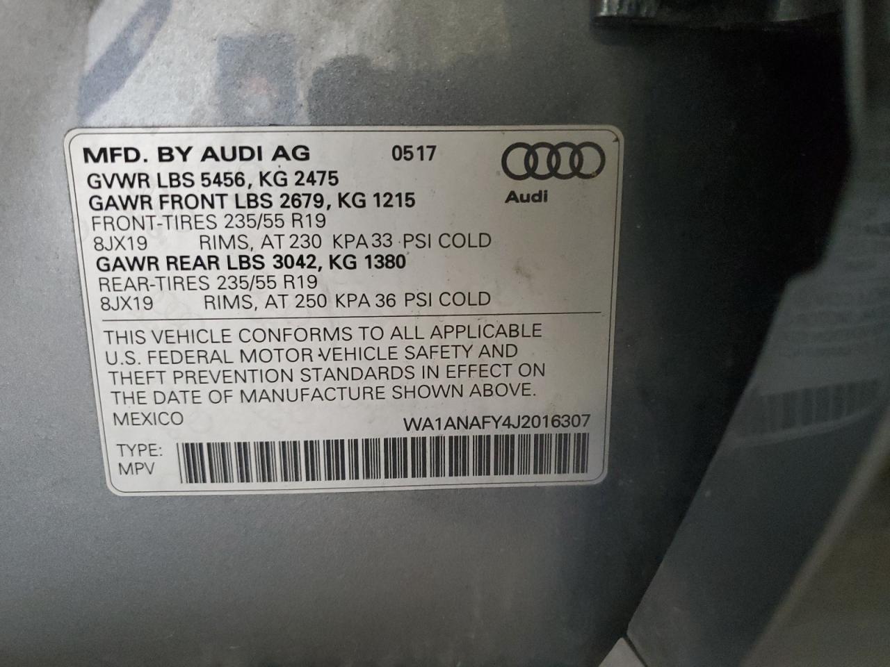 2018 Audi Q5 Premium VIN: WA1ANAFY4J2016307 Lot: 82253765