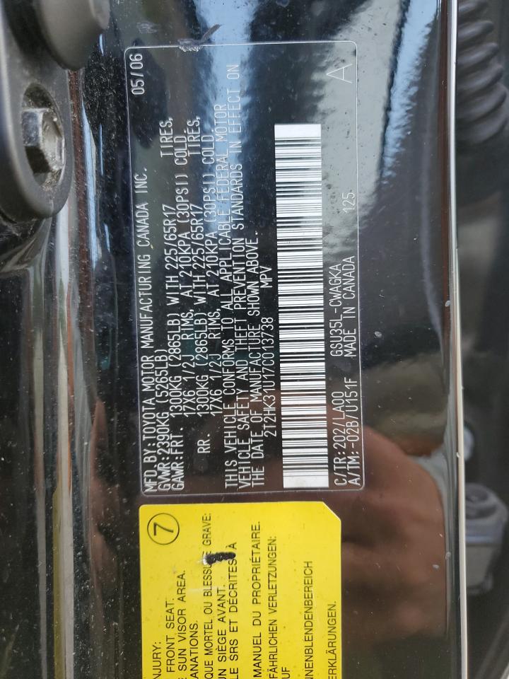 2007 Lexus Rx 350 VIN: 2T2HK31U17C013738 Lot: 87018415