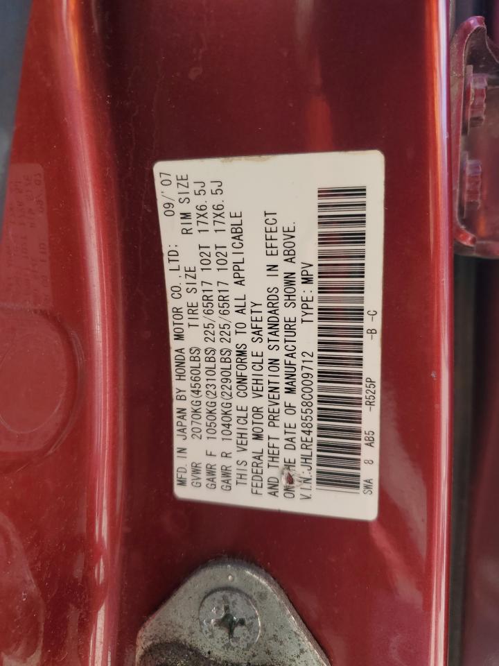 2008 Honda Cr-V Ex VIN: JHLRE48558C009712 Lot: 89506295