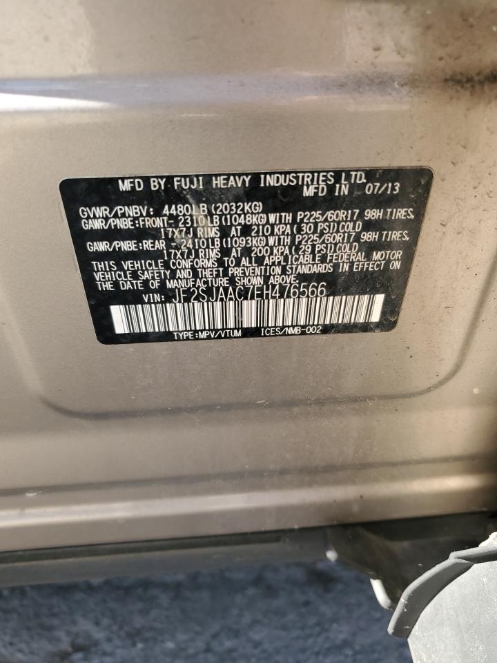 2014 Subaru Forester 2.5I VIN: JF2SJAAC7EH476566 Lot: 86649045