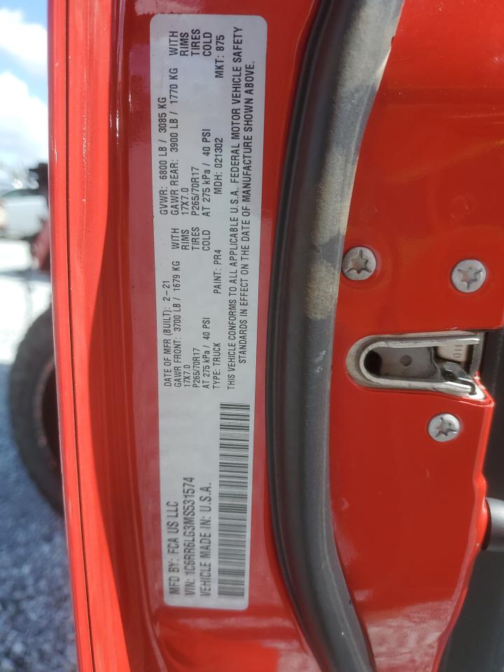 2021 Ram 1500 Classic Slt VIN: 1C6RR6LG3MS531574 Lot: 80711635