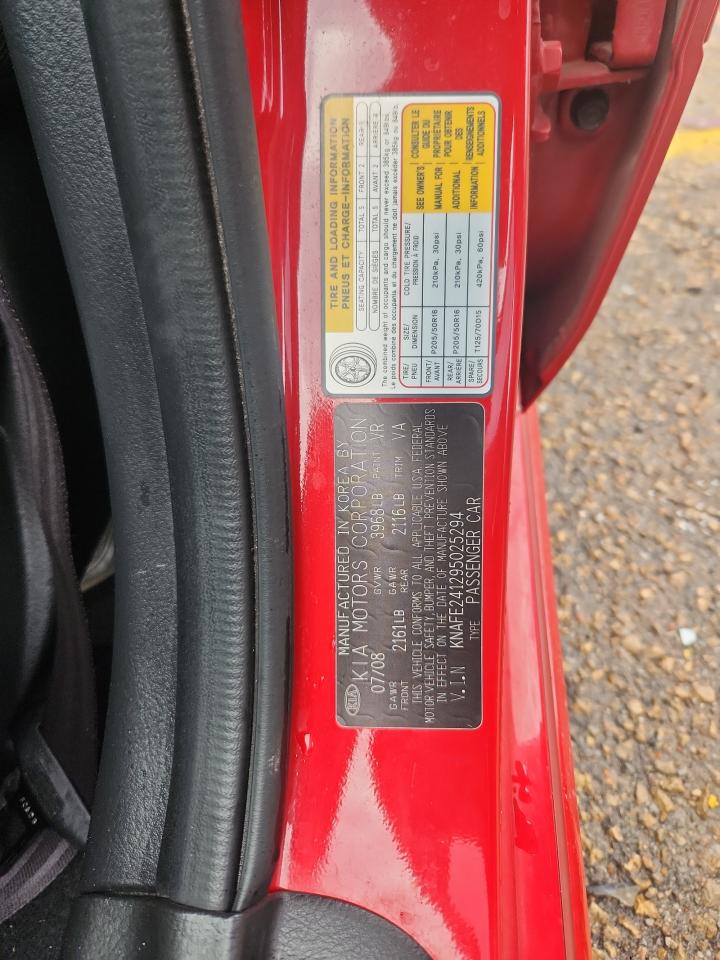 2009 Kia Spectra Sx VIN: KNAFE241295025294 Lot: 86669805