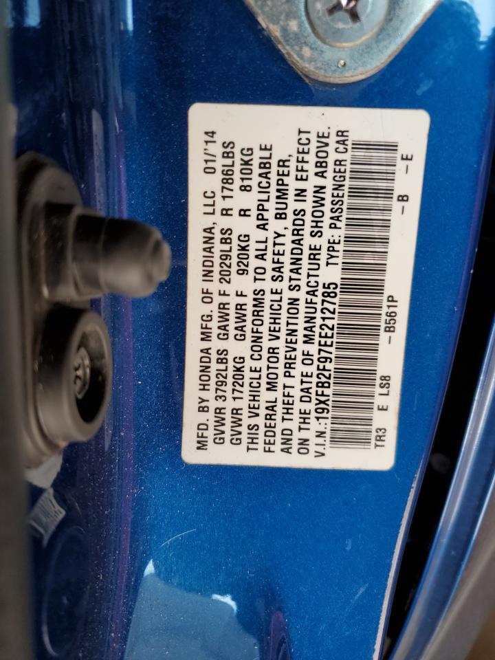 2014 Honda Civic Exl VIN: 19XFB2F97EE212785 Lot: 86096345