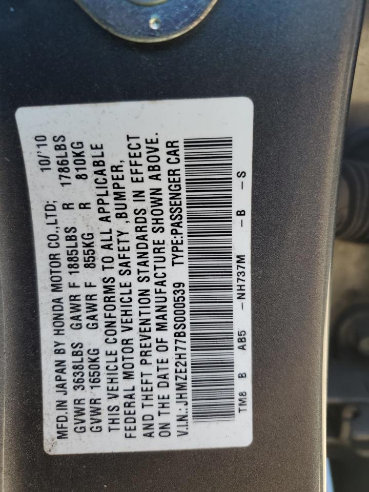 2011 Honda Insight Ex VIN: JHMZE2H77BS000539 Lot: 86087885