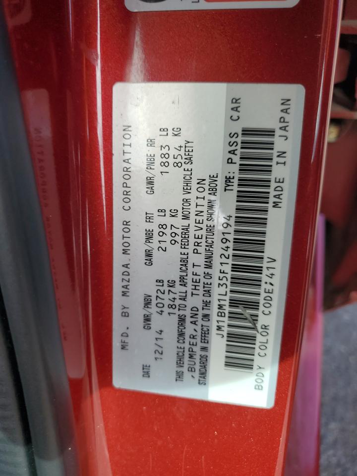 2015 Mazda 3 Touring VIN: JM1BM1L35F1249194 Lot: 86820435