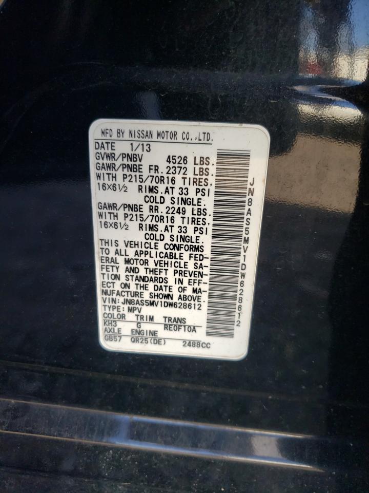 2013 Nissan Rogue S VIN: JN8AS5MV1DW628612 Lot: 90011395