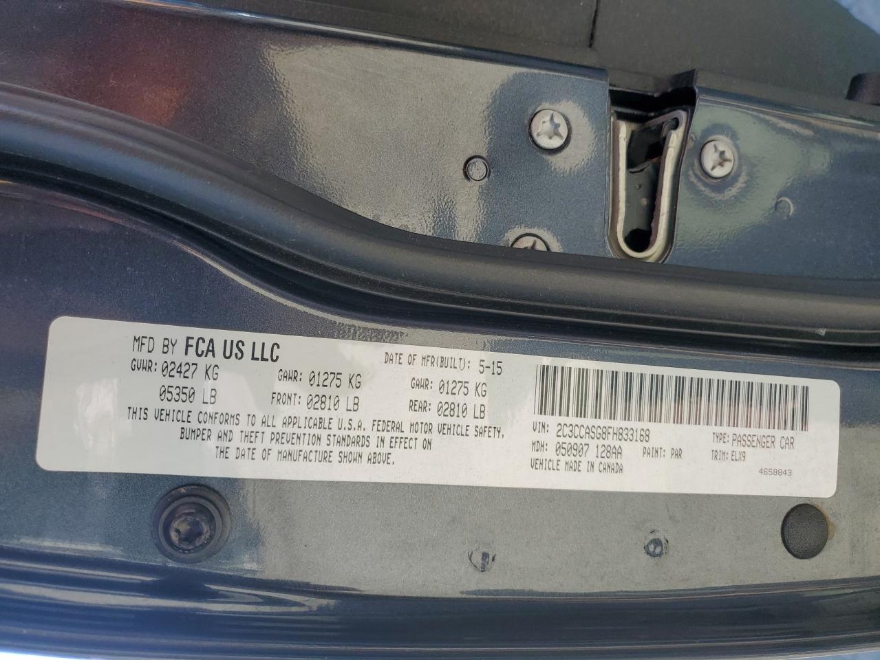 2015 Chrysler 300C Platinum VIN: 2C3CCASG8FH833168 Lot: 85197575