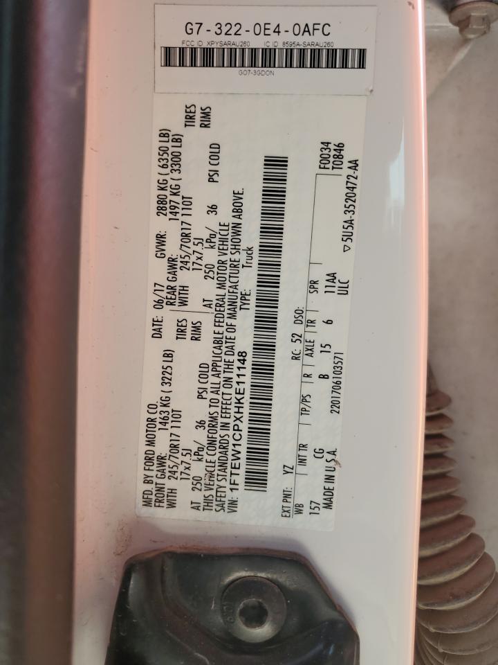 2017 Ford F150 Supercrew VIN: 1FTEW1CPXHKE11148 Lot: 87451885