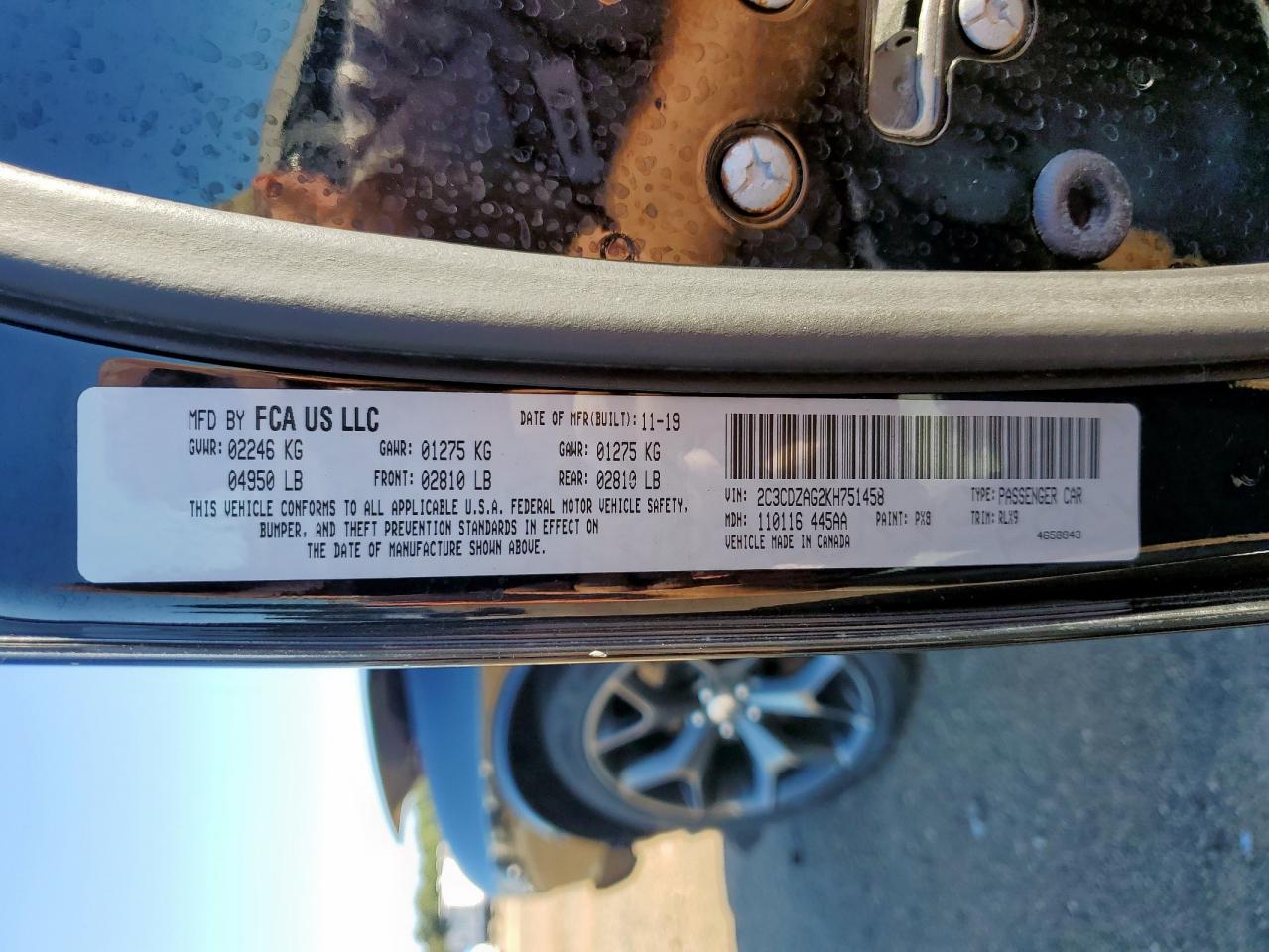 2019 Dodge Challenger Sxt VIN: 2C3CDZAG2KH751458 Lot: 90505875