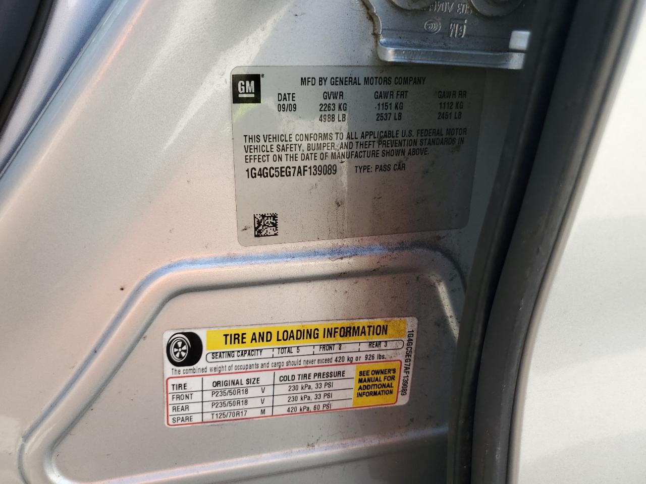 2010 Buick Lacrosse Cxl VIN: 1G4GC5EG7AF139089 Lot: 83929035