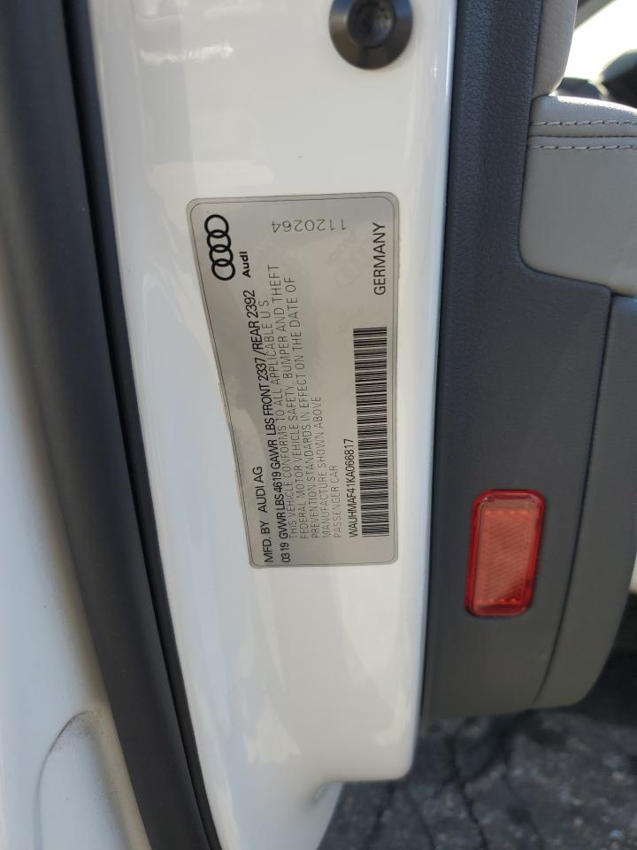 2019 Audi A4 Premium Plus VIN: WAUHMAF41KA066817 Lot: 82365005