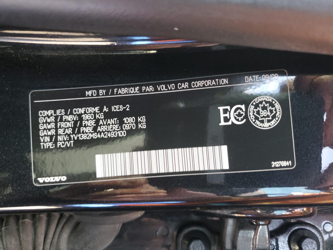 2010 Volvo S40 2.4I VIN: YV1382MS4A2493100 Lot: 85912305