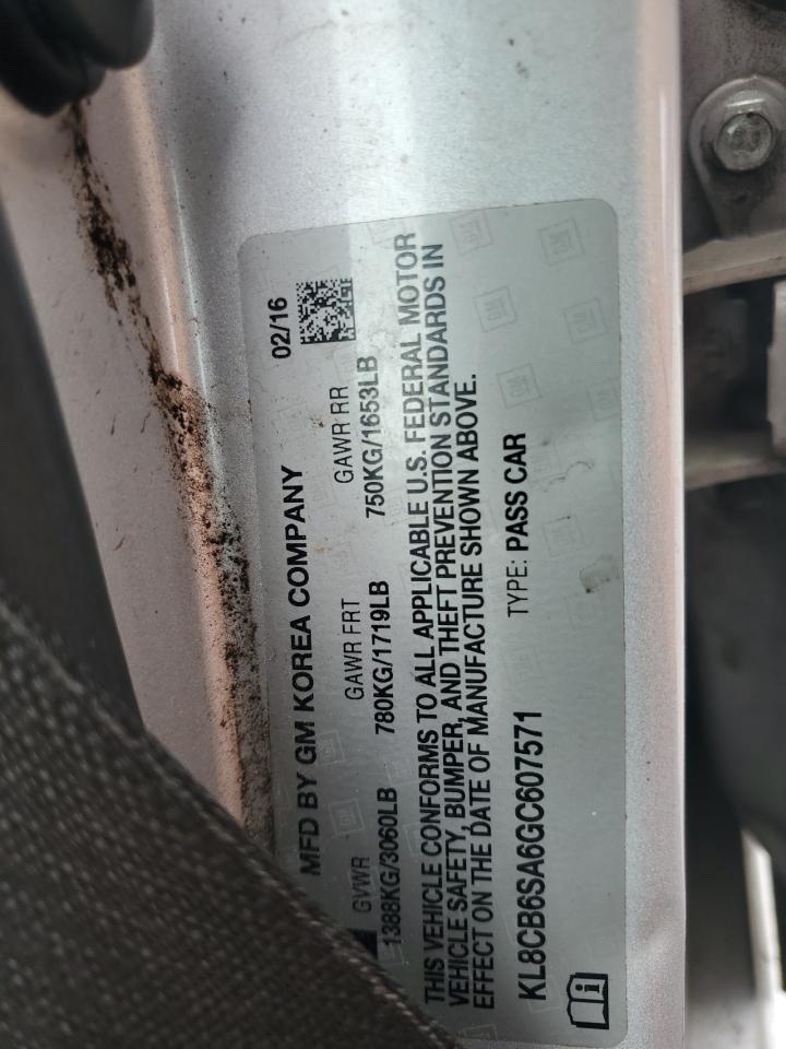 2016 Chevrolet Spark Ls VIN: KL8CB6SA6GC607571 Lot: 81923875