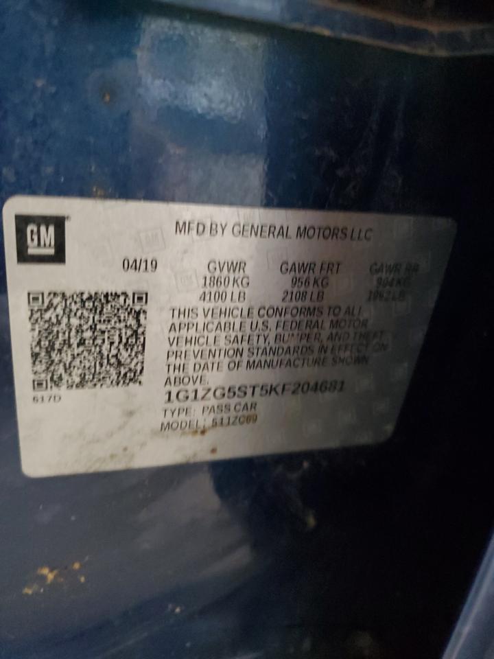 2019 Chevrolet Malibu Rs VIN: 1G1ZG5ST5KF204681 Lot: 89472465