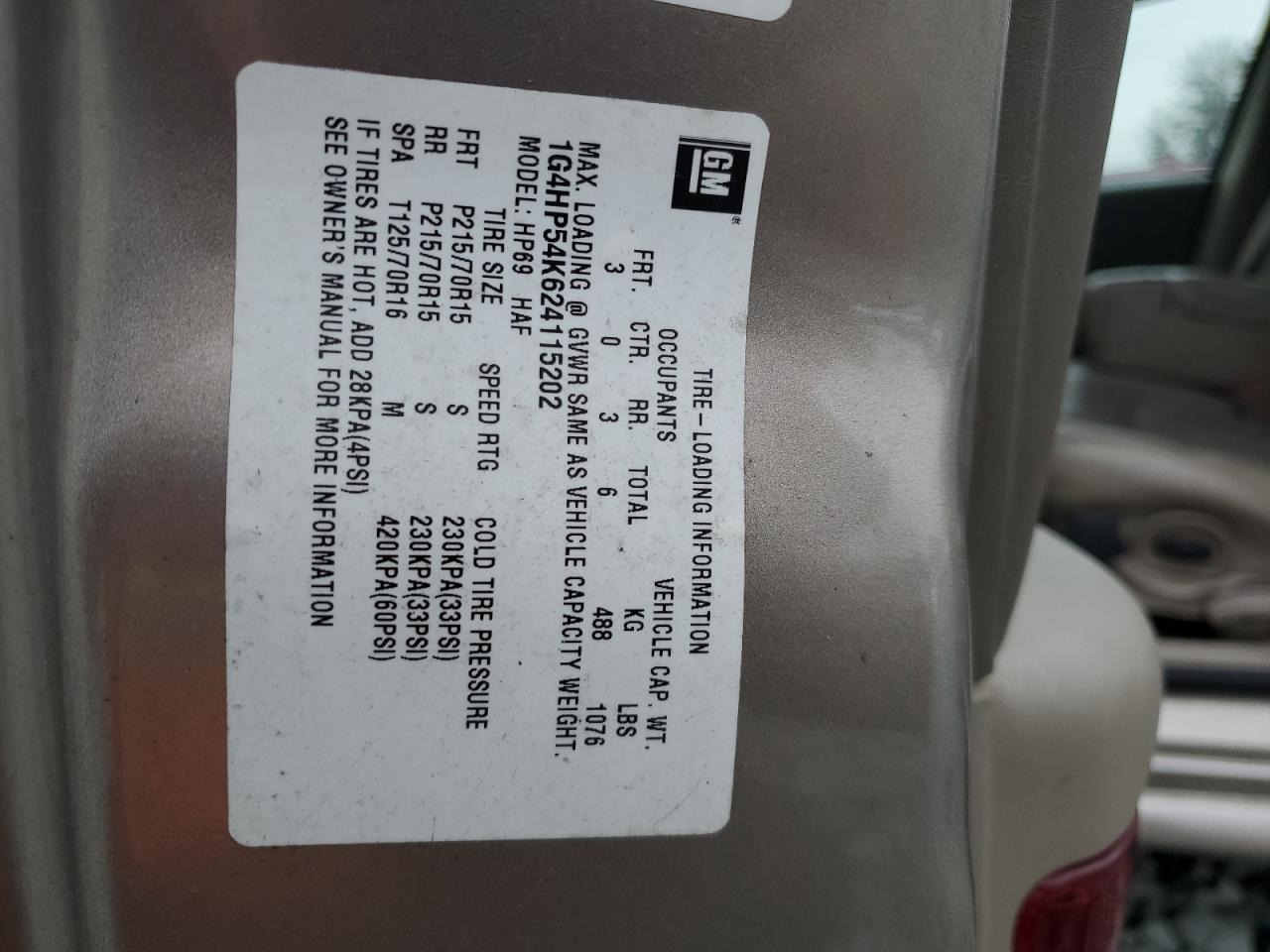 2002 Buick Lesabre Custom VIN: 1G4HP54K624115202 Lot: 90429385