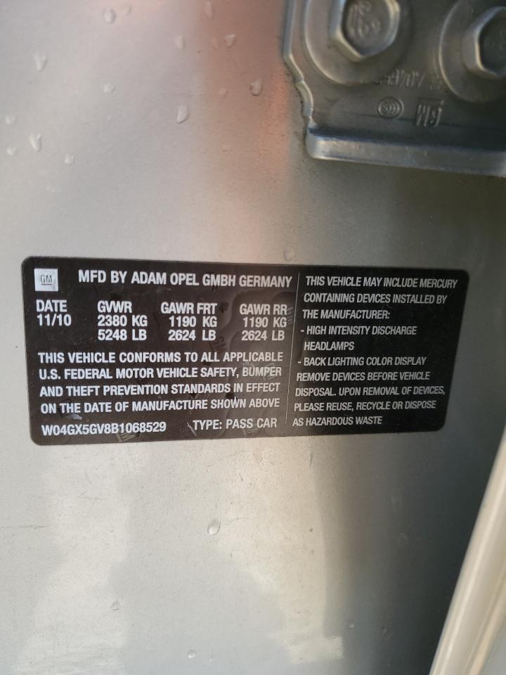 2011 Buick Regal Cxl VIN: W04GX5GV8B1068529 Lot: 89704785