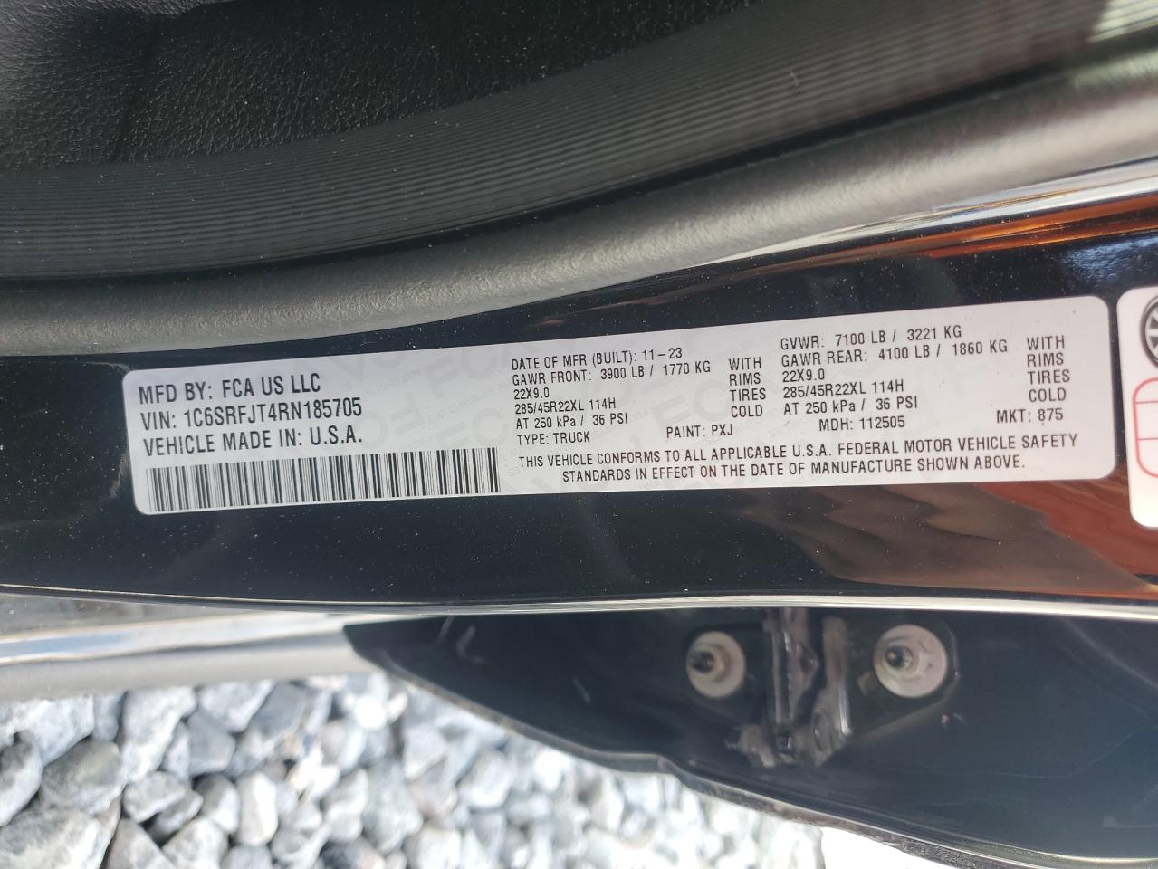 2024 Ram 1500 Laramie VIN: 1C6SRFJT4RN185705 Lot: 85873125