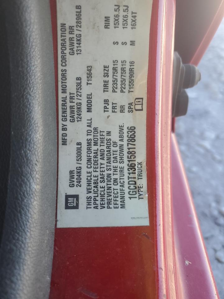 2005 Chevrolet Colorado VIN: 1GCDT136158178636 Lot: 89689805